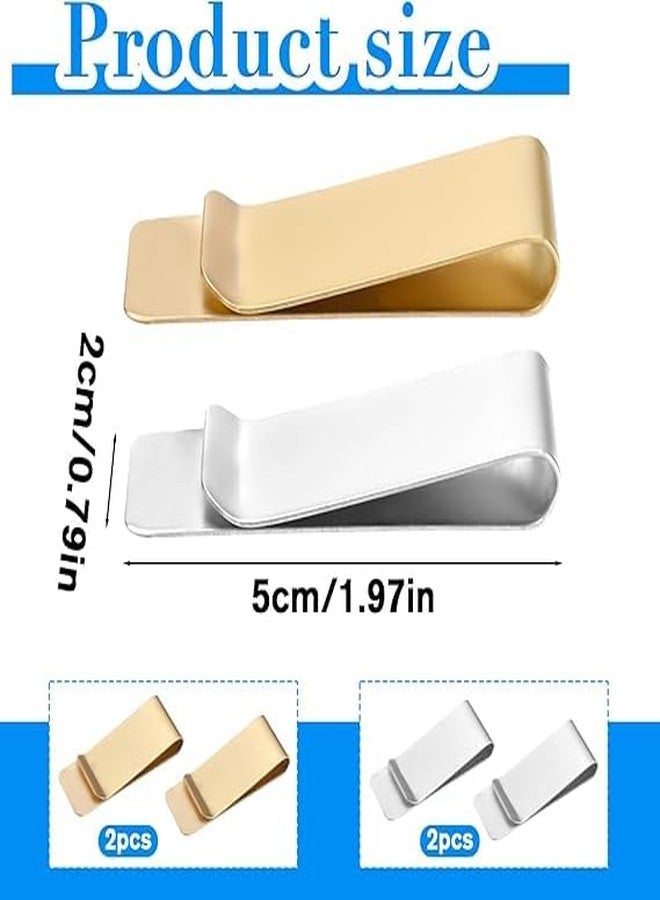Indusoire 4 Pcs Money Clip for Men, Slim Metal Cash Clip with Card Holder, Minimalist Wallet Alternative for Business Professionals, Travel Essentials(Silver*2 + Gold*2) - Image 2